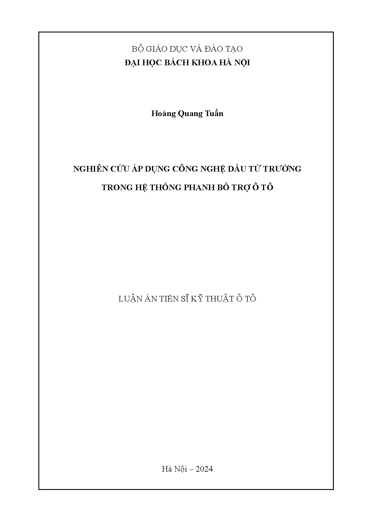 Nghiên cứu dầu từ trường trong hệ thống phanh bổ trợ ô tô