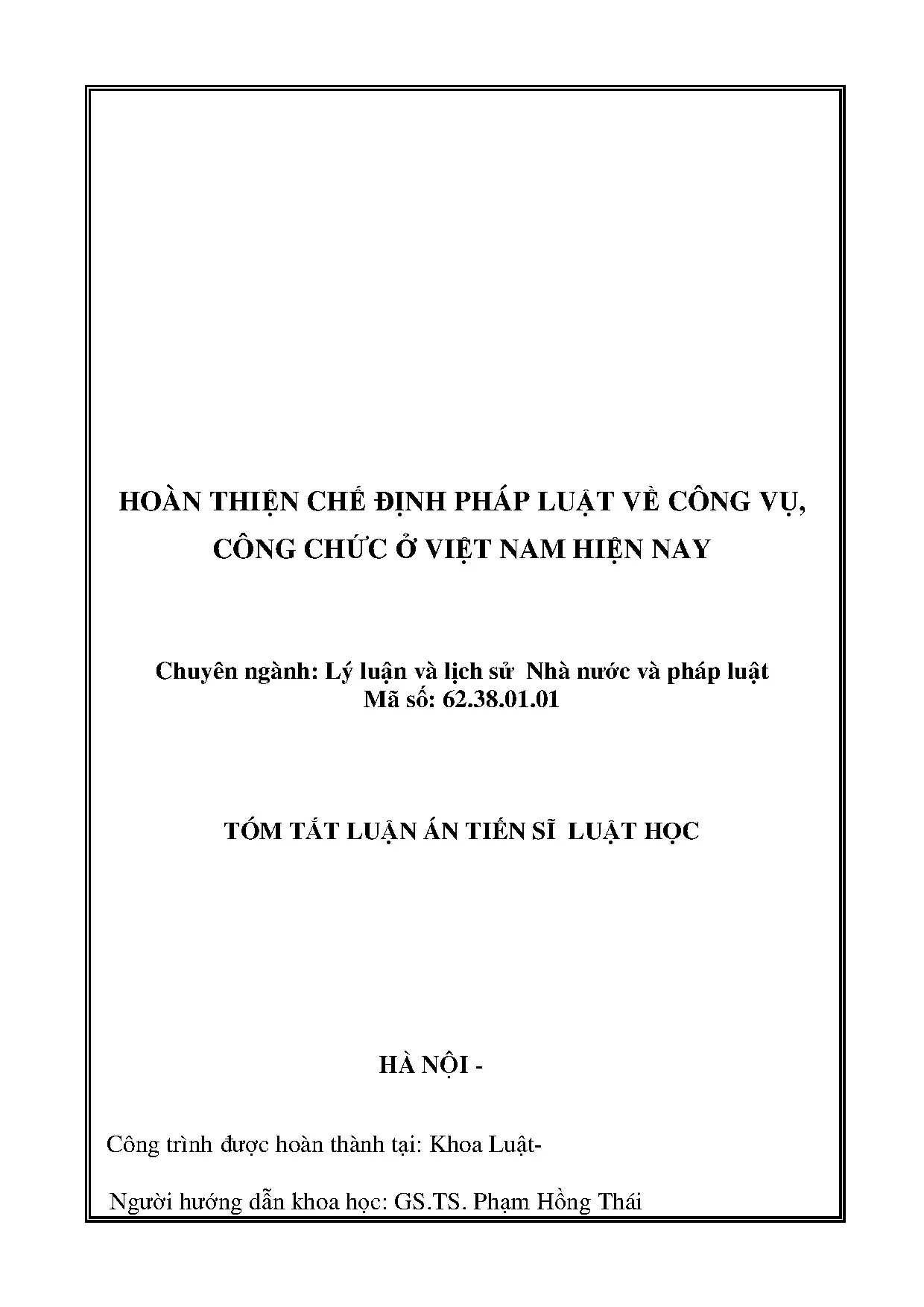 Hoàn thiện chế định pháp luật về công vụ công chức ở việt na
