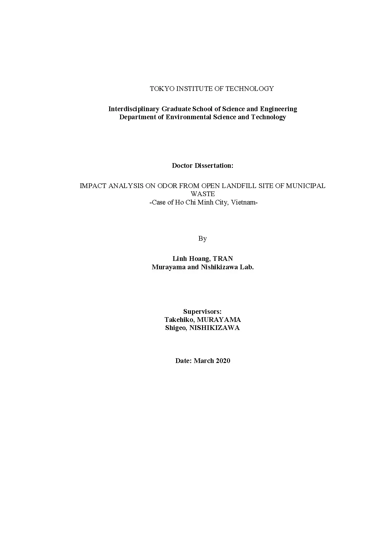 Luận án tiến sĩ khoa học và công nghệ môi trường impact anal
