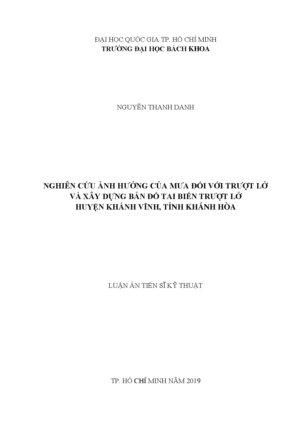 Nghiên cứu trượt lở đất do mưa tại Khánh Vĩnh, Khánh Hòa