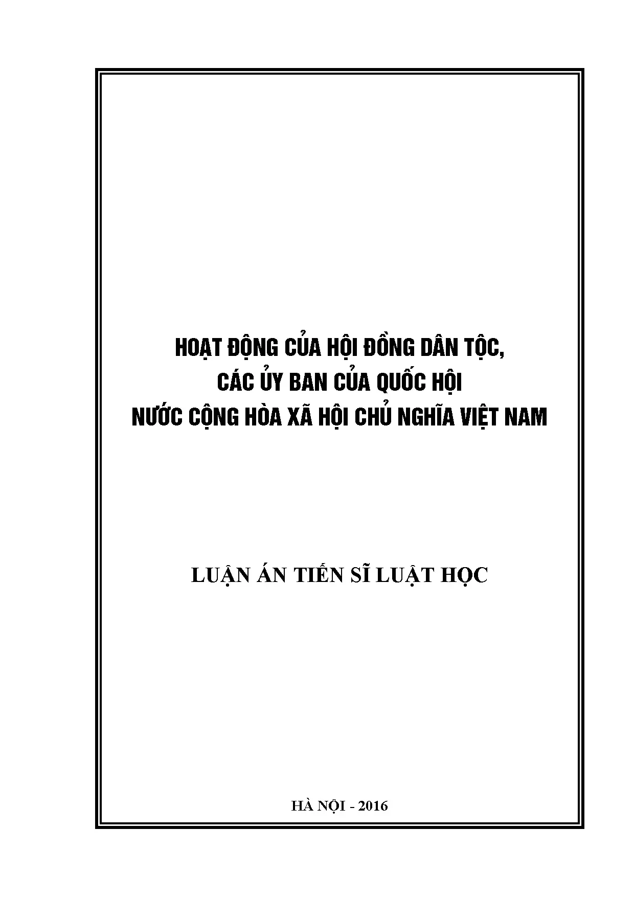 Hoạt động HĐDT, Ủy ban QH Việt Nam - Luận án Tiến sĩ Luật