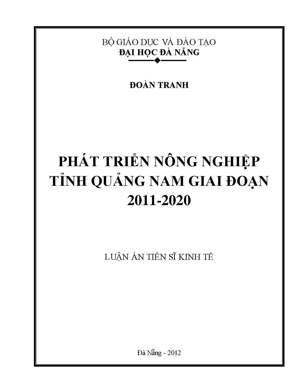 Phát triển nông nghiệp Quảng Nam giai đoạn 2011-2020