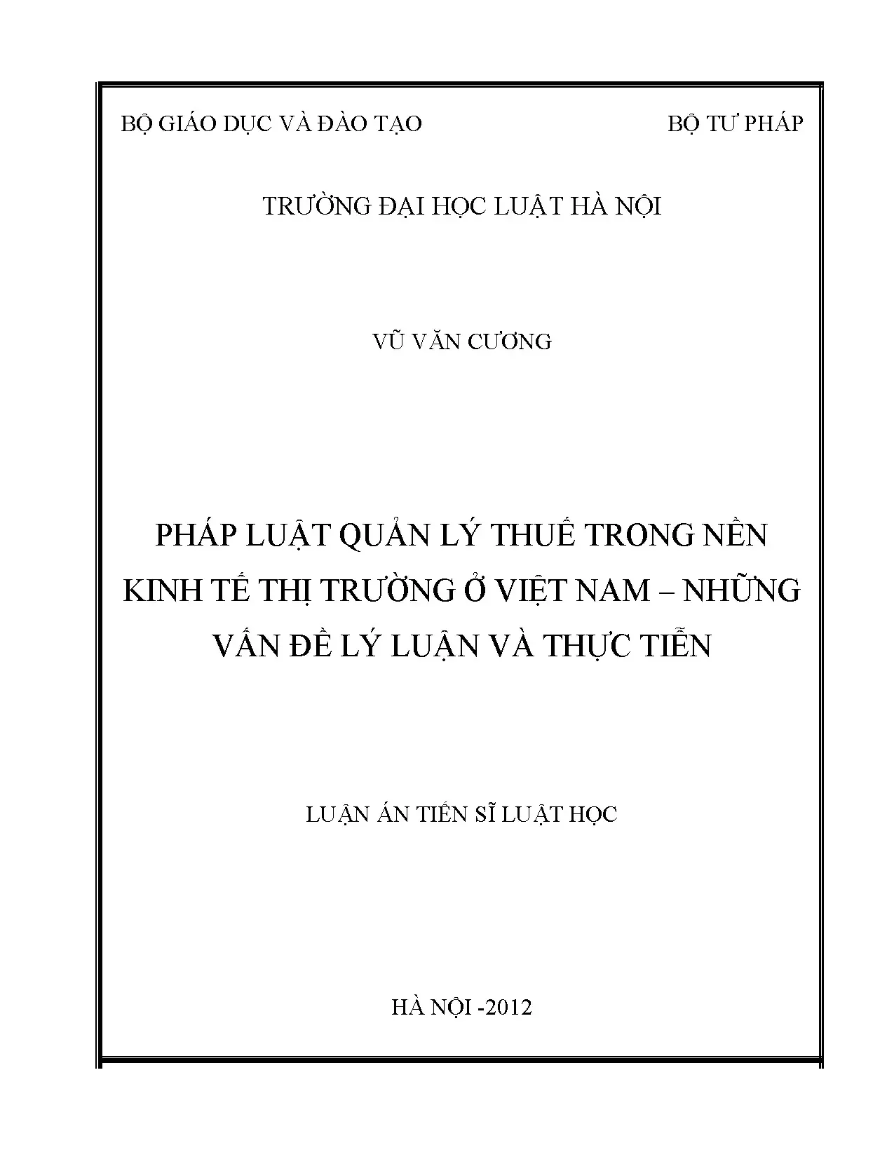 Pháp luật quản lý thuế trong nền kinh tế thị trường Việt Nam