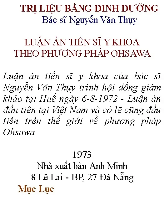 Luận án Tiến sĩ: Trị liệu bằng dinh dưỡng theo phương pháp Ohsawa