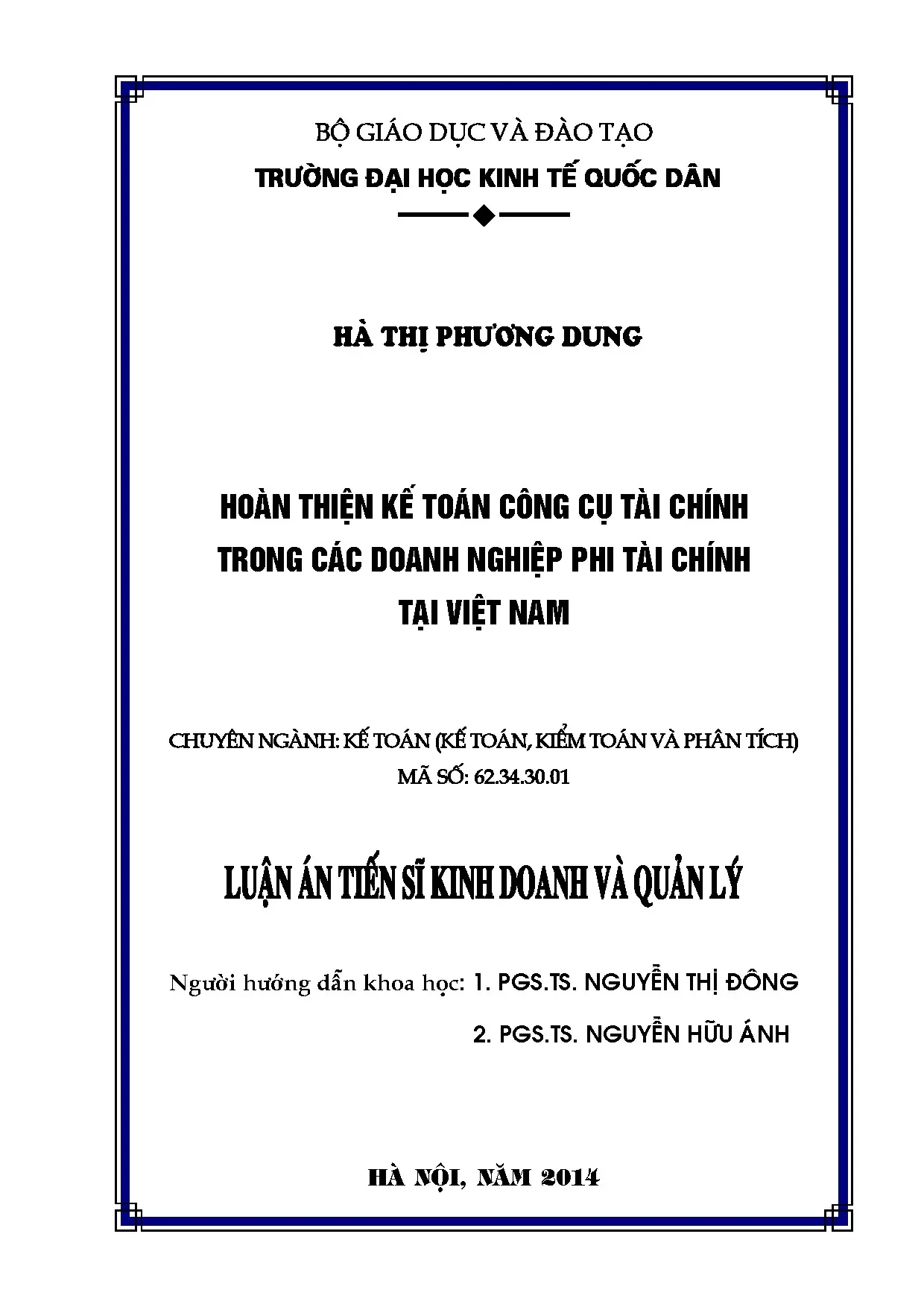 Hoàn thiện kế toán công cụ tài chính doanh nghiệp phi tài chính Việt Nam