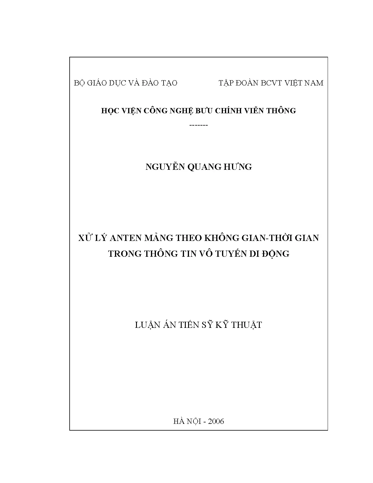 Xử lý anten mảng không gian-thời gian trong thông tin di động