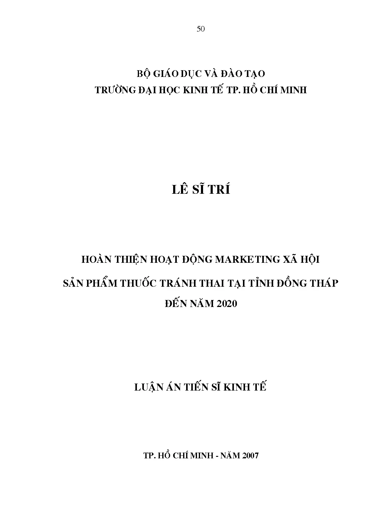 Hoàn thiện hoạt động marketing xã hội thuốc tránh thai Đồng Tháp
