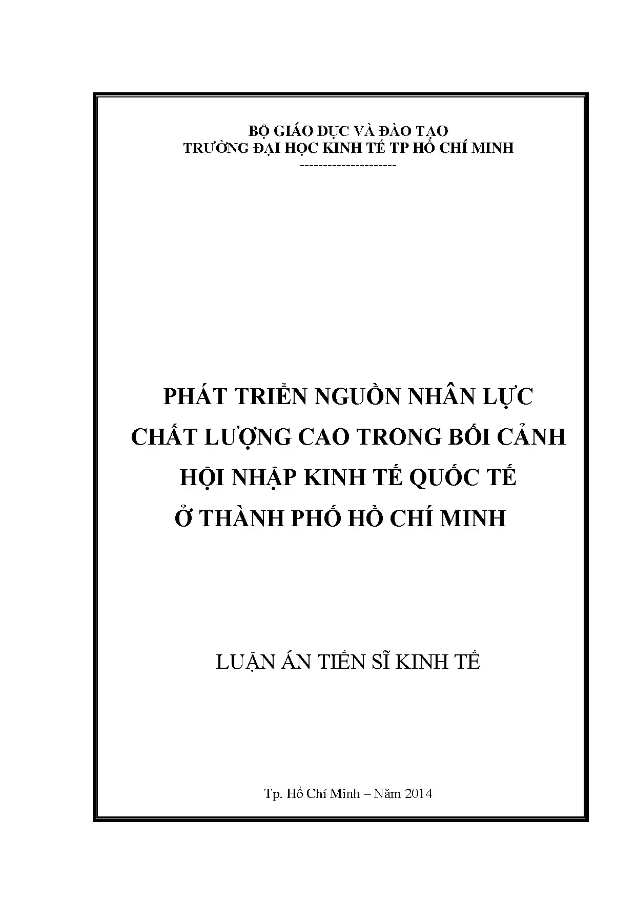 Phát triển NNL chất lượng cao TP.HCM hội nhập kinh tế quốc tế