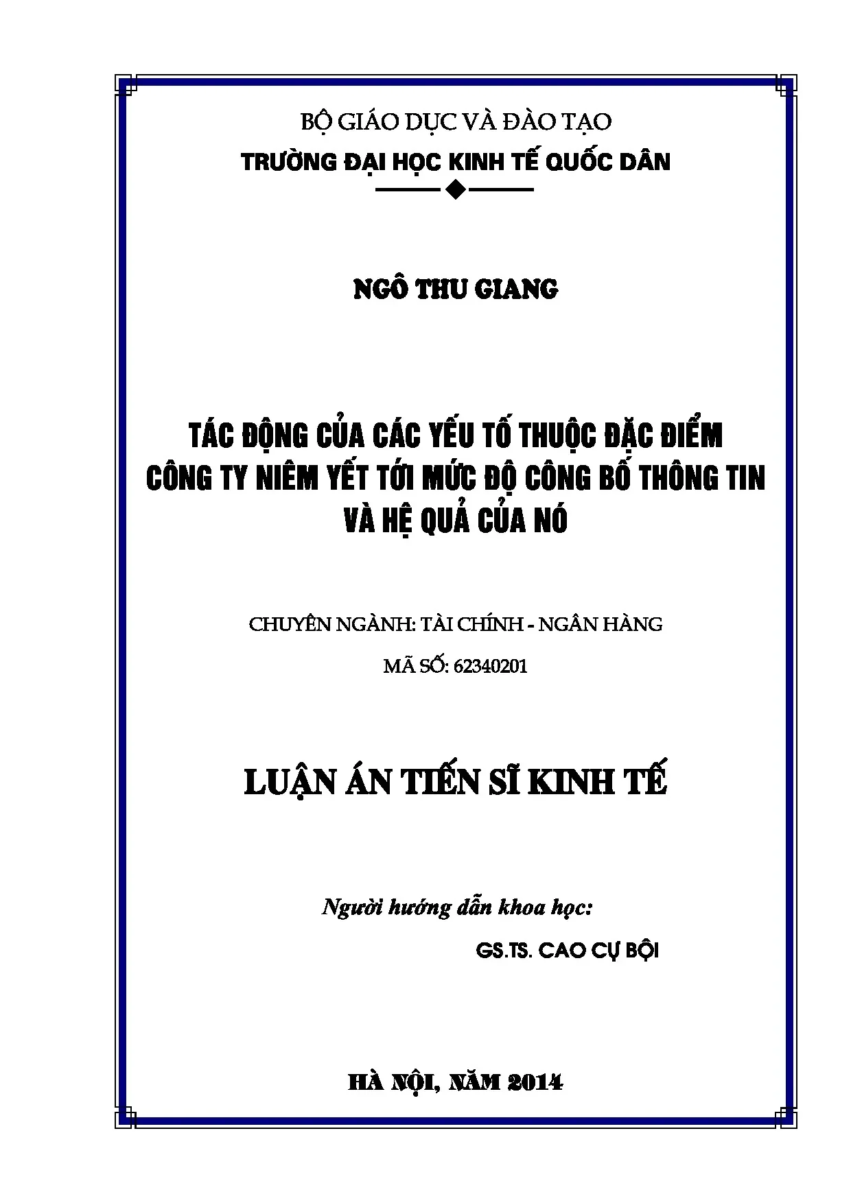 Luận án tiến sĩ kinh tế tác động của các yếu tố thuộc đặc đi