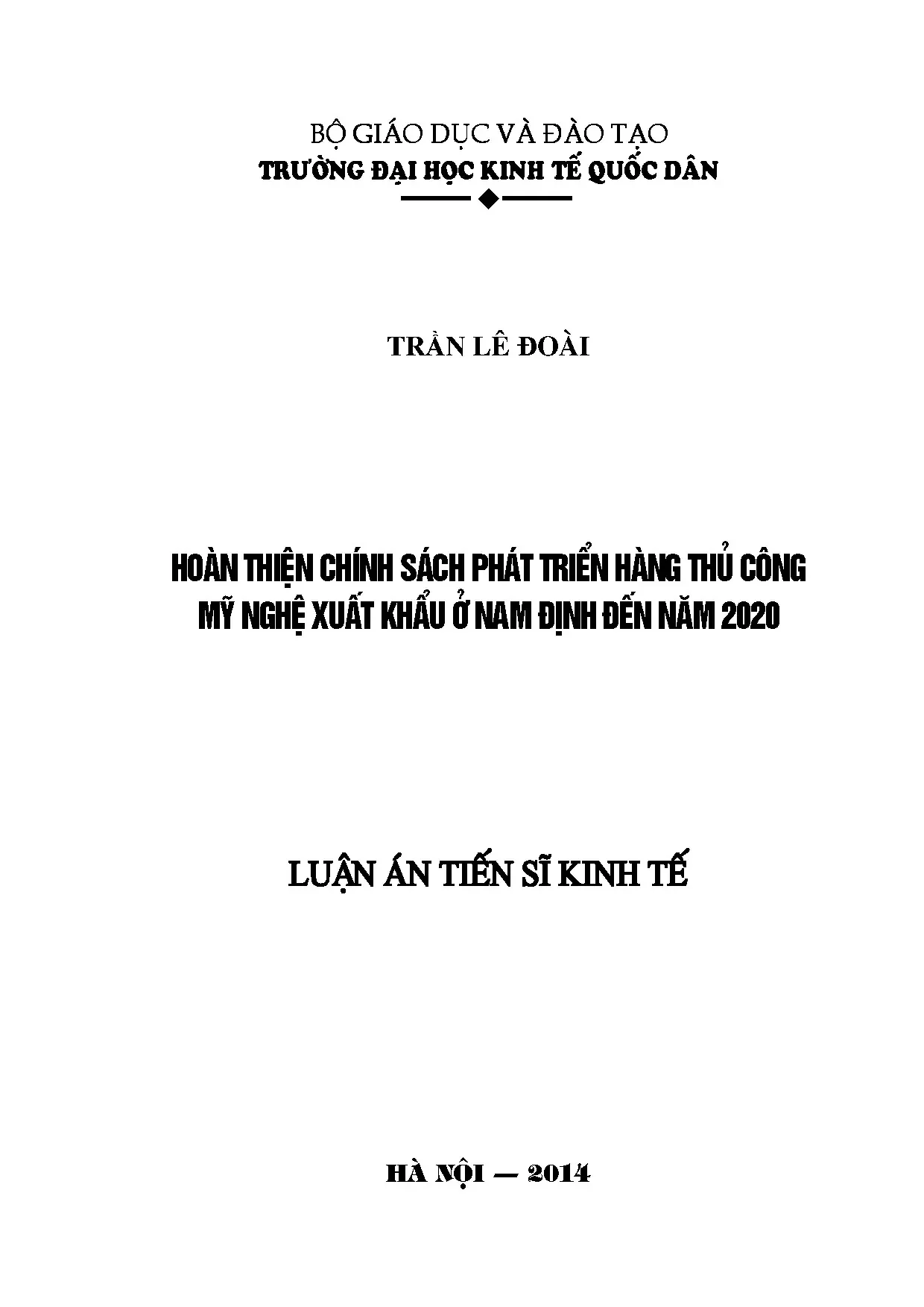 Hoàn thiện chính sách phát triển hàng thủ công mỹ nghệ xuất khẩu Nam Định