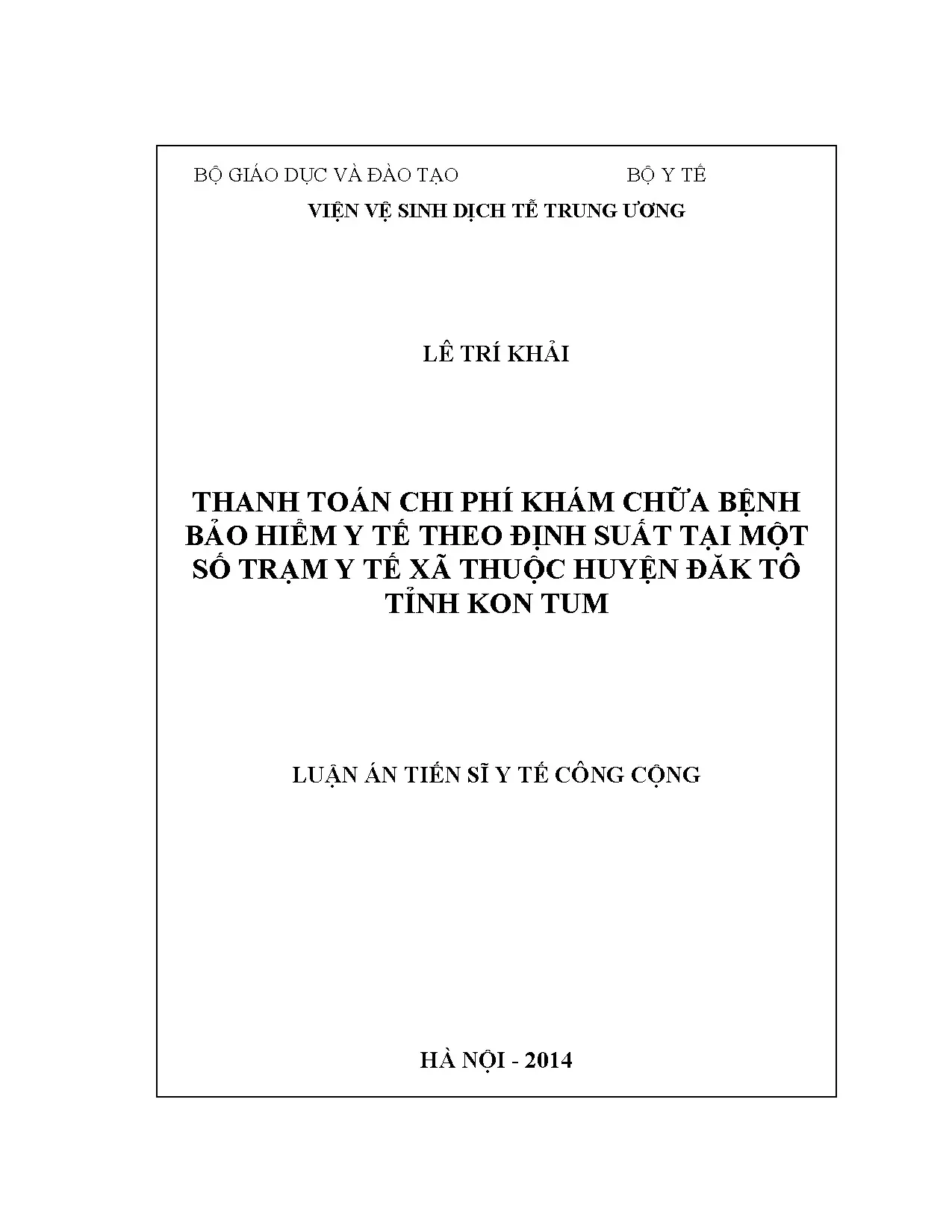 Thanh toán BHYT theo định suất tại trạm y tế Đăk Tô Kon Tum