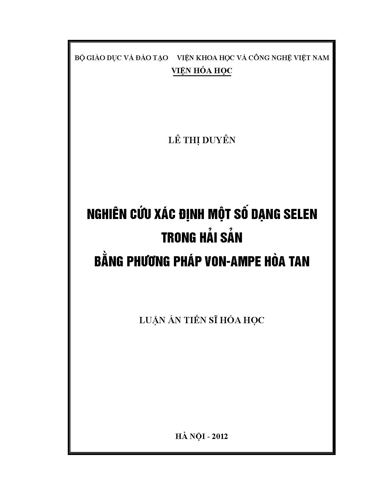 Xác định dạng selen trong hải sản bằng Von-Ampe hòa tan