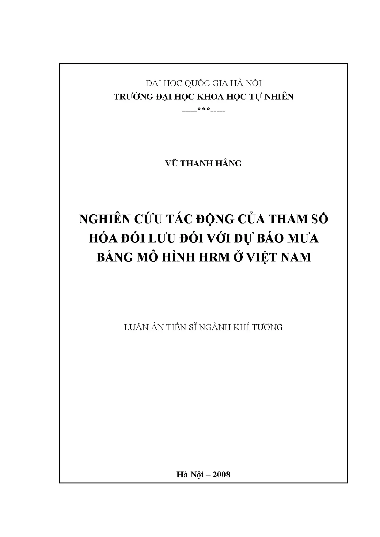 Ảnh hưởng tham số hóa đối lưu đến dự báo mưa HRM Việt Nam