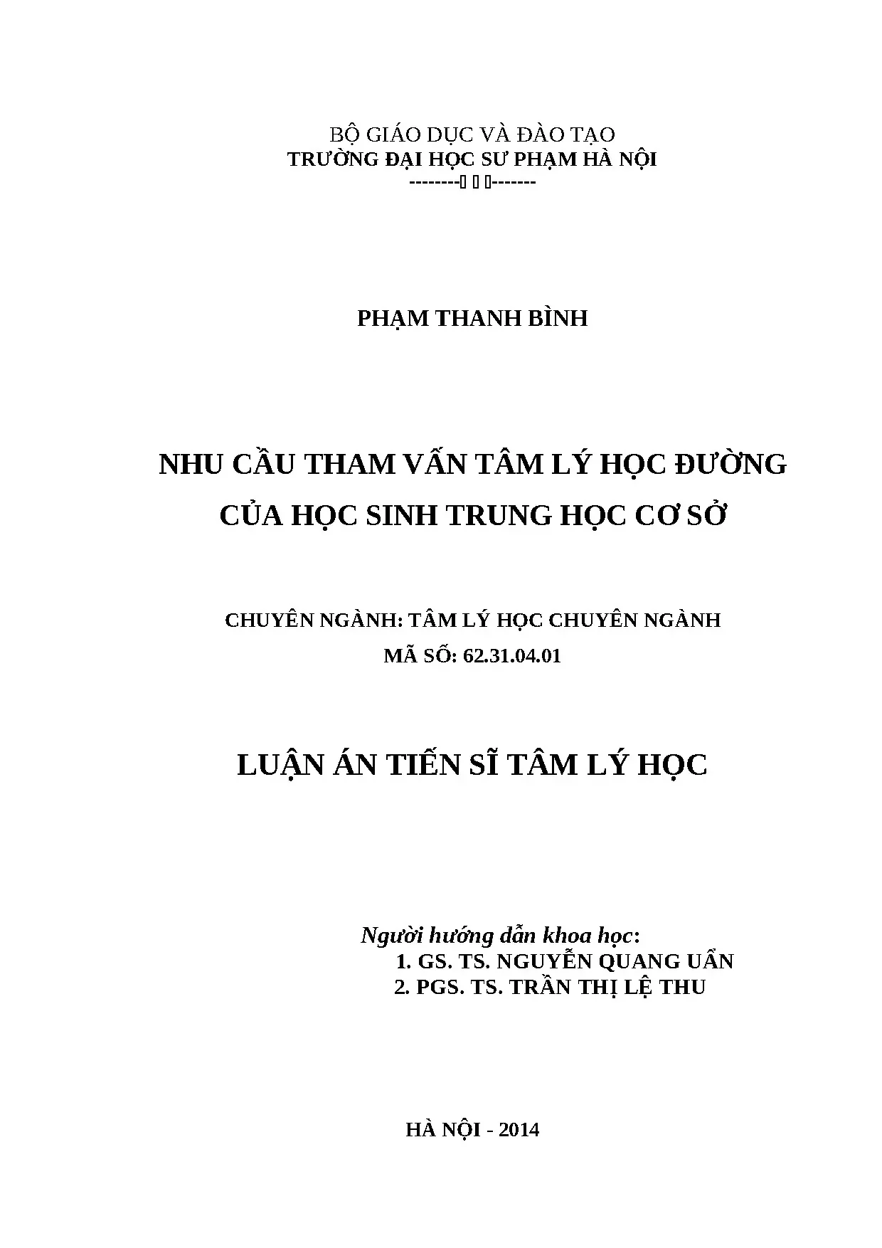 Nhu cầu tham vấn tâm lý học đường của học sinh THCS