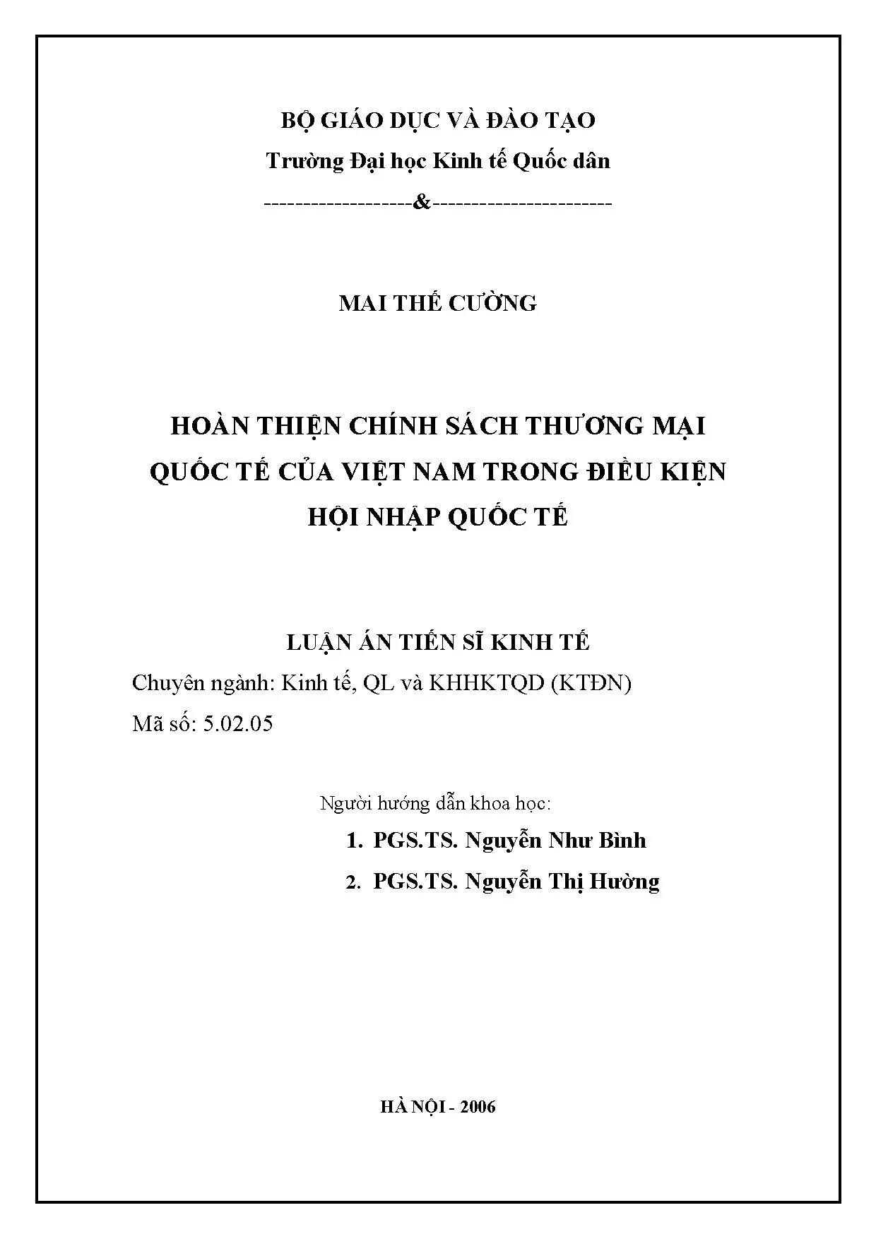 Hoàn thiện chính sách TMQT Việt Nam trong bối cảnh hội nhập