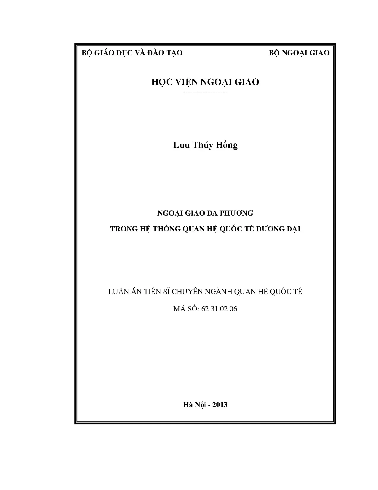 Ngoại giao đa phương trong hệ thống quan hệ quốc tế đương đại