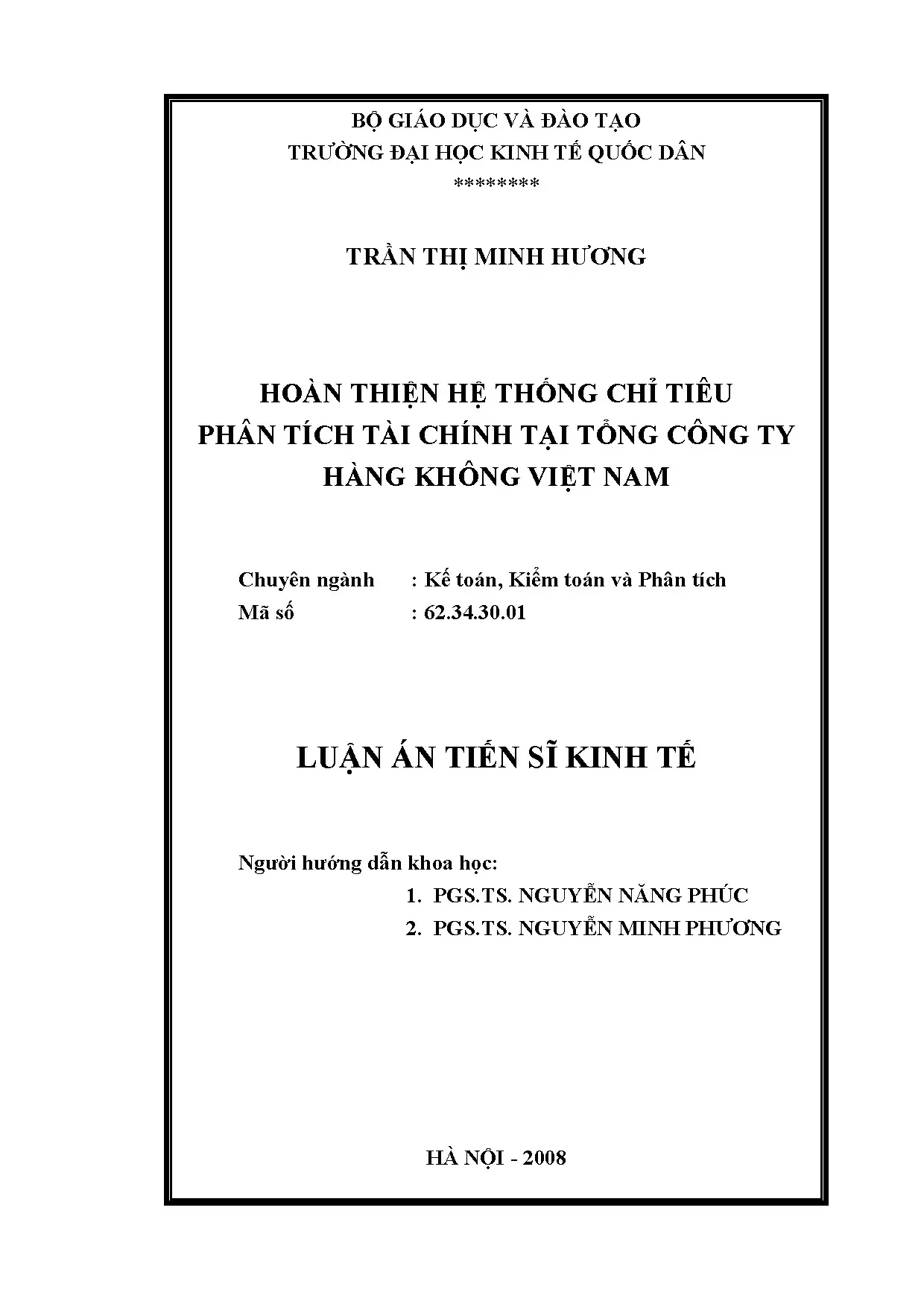 Hoàn thiện hệ thống chỉ tiêu phân tích tài chính tại tổng cô
