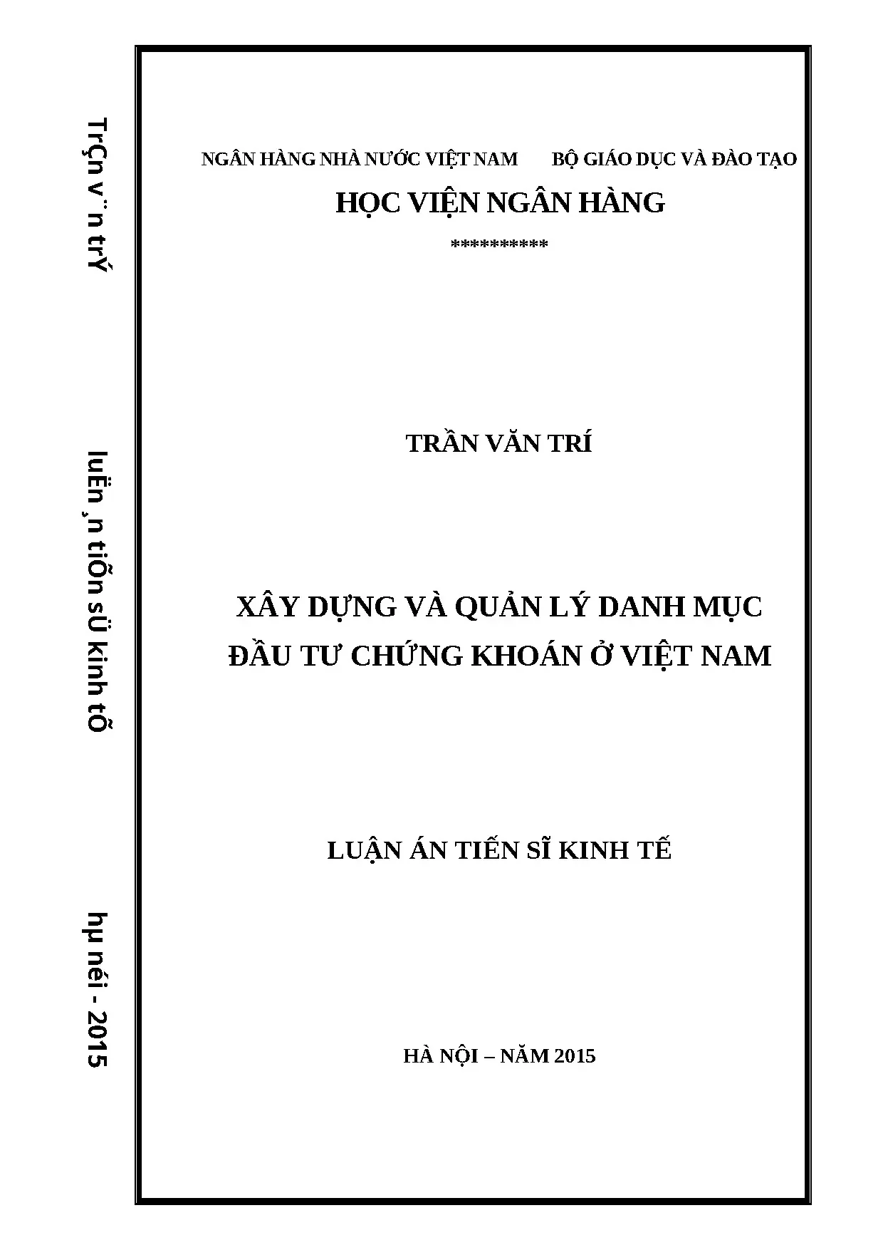Xây dựng và Quản lý Danh mục Đầu tư Chứng khoán Việt Nam
