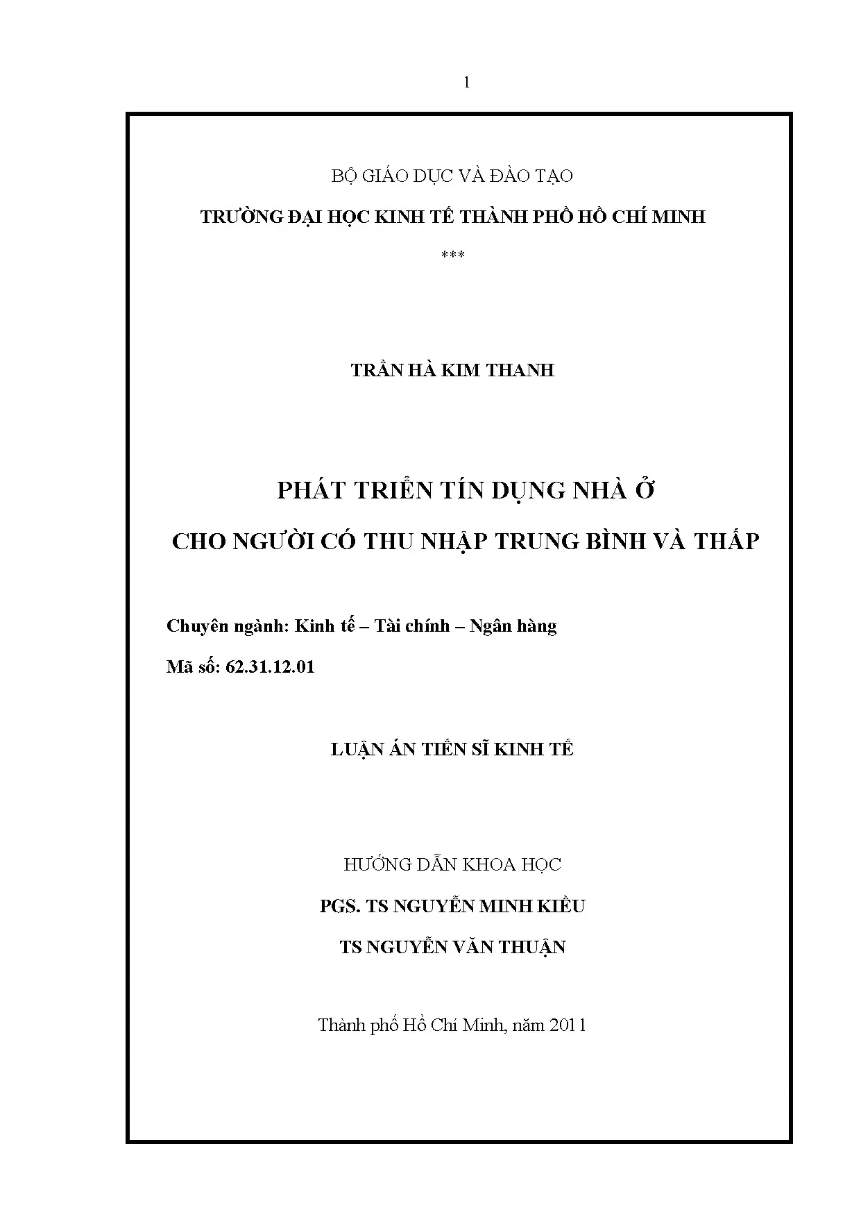 Tín dụng nhà ở cho người thu nhập trung bình thấp tại Việt Nam