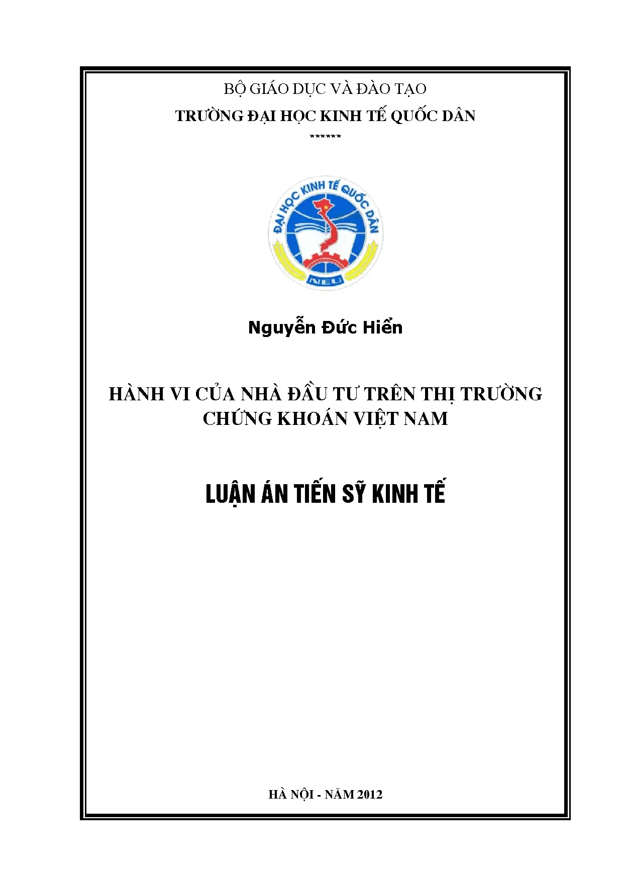 Kinh tế hành vi của nhà đầu tư trên TTCK Việt Nam