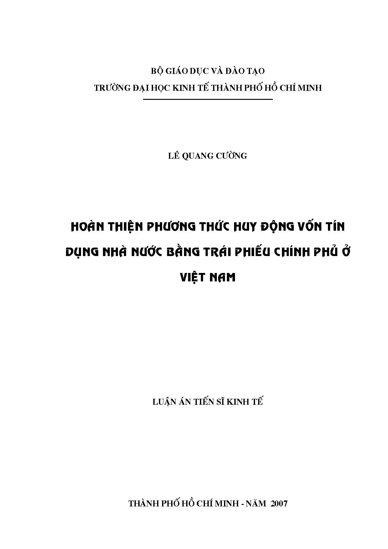 Hoàn thiện phương thức huy động vốn trái phiếu chính phủ ở VN