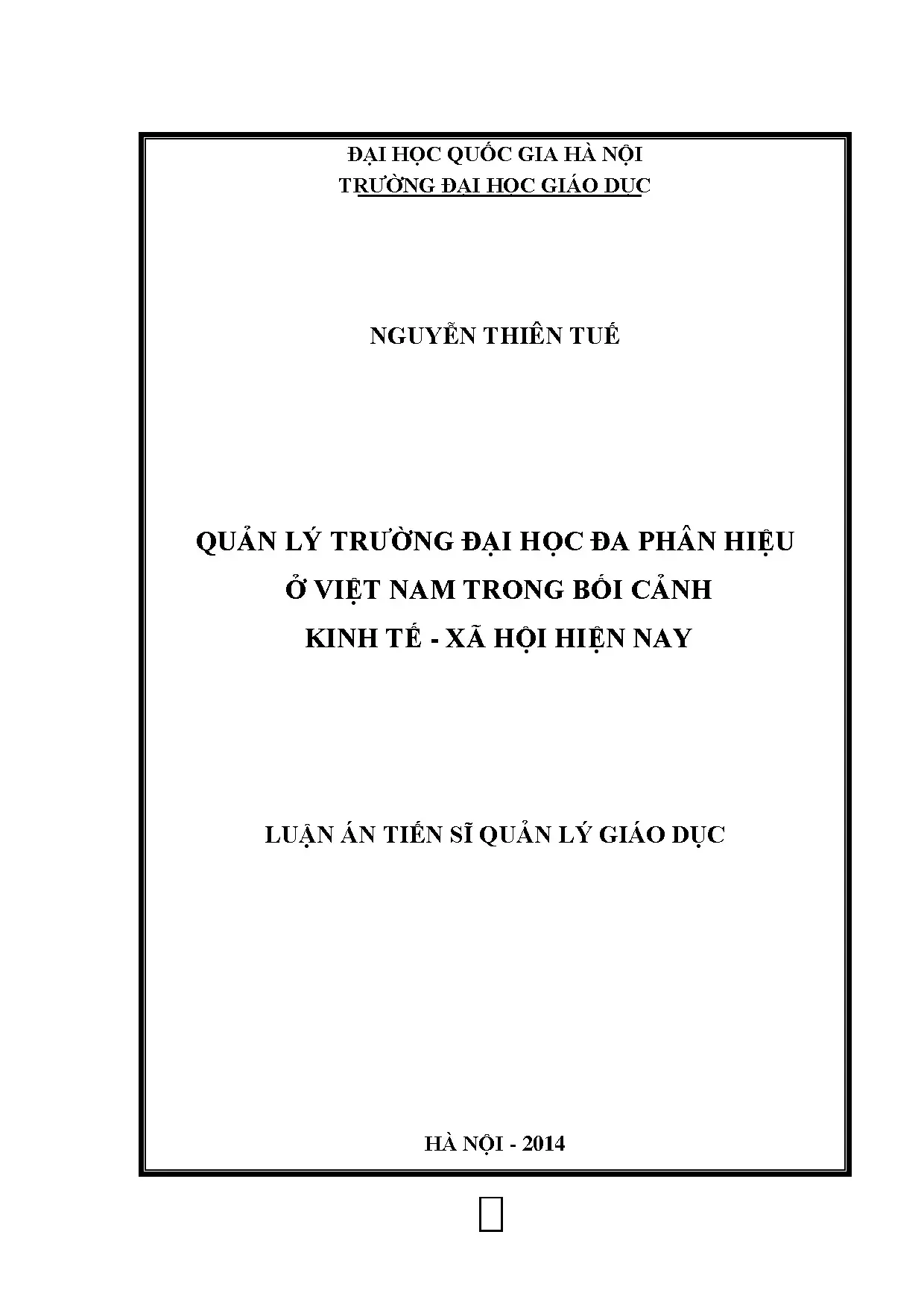 Quản lý đại học đa phân hiệu Việt Nam trong bối cảnh KT-XH
