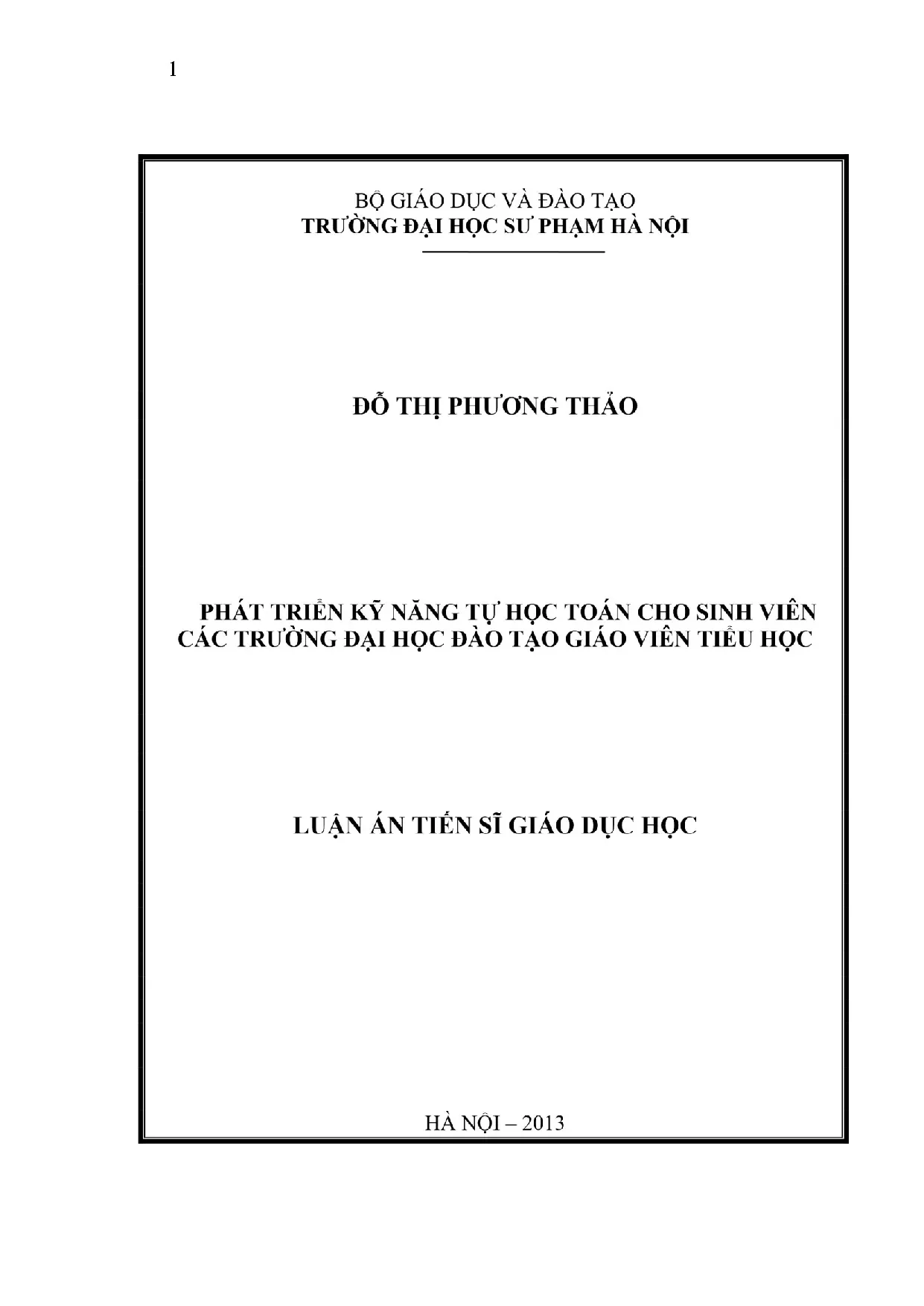 Phát triển kỹ năng tự học Toán sinh viên Đại học Sư phạm Tiểu học