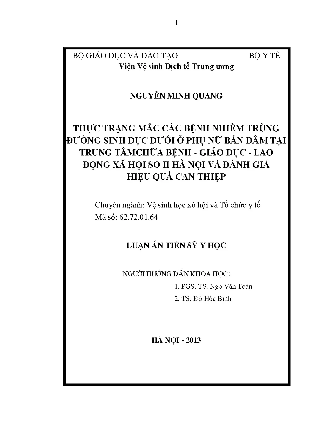 Thực trạng nhiễm trùng đường sinh dục dưới PNBD Hà Nội