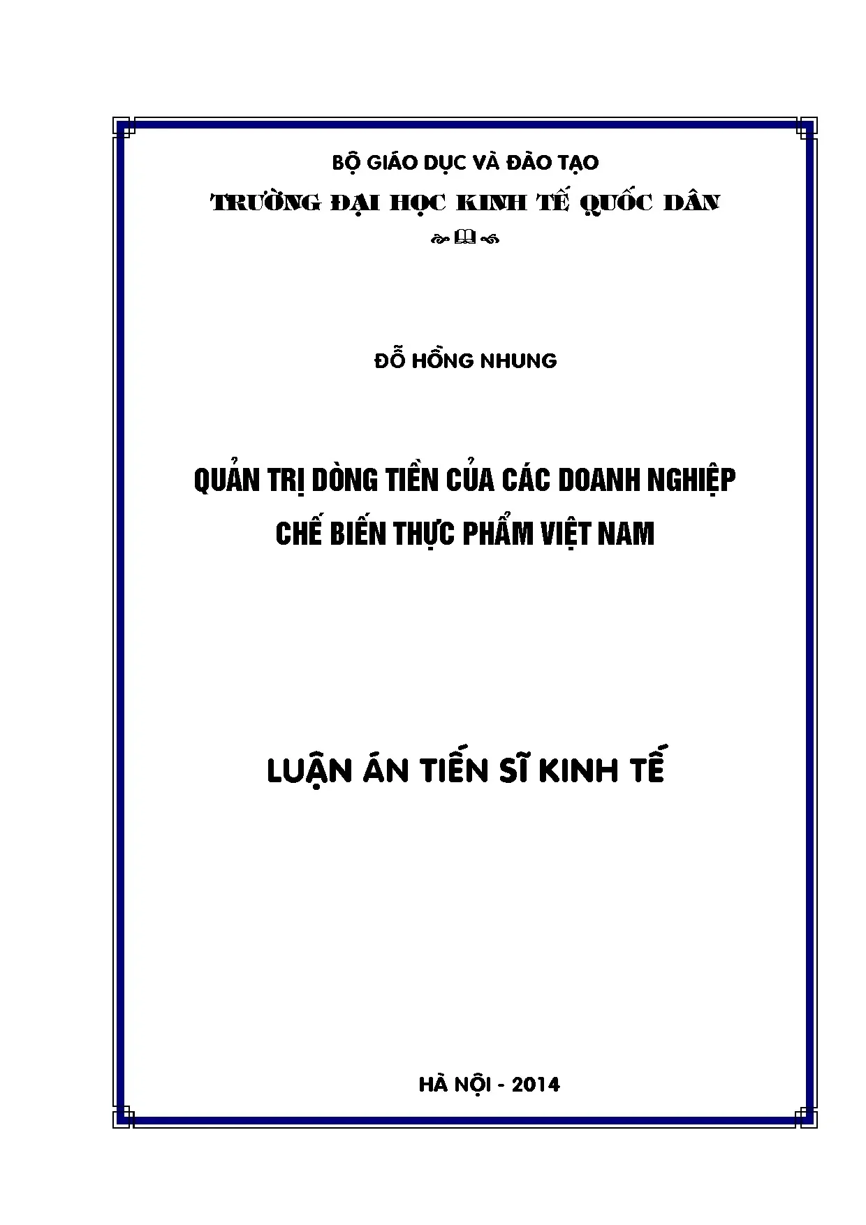 Quản trị dòng tiền doanh nghiệp chế biến thực phẩm niêm yết VN