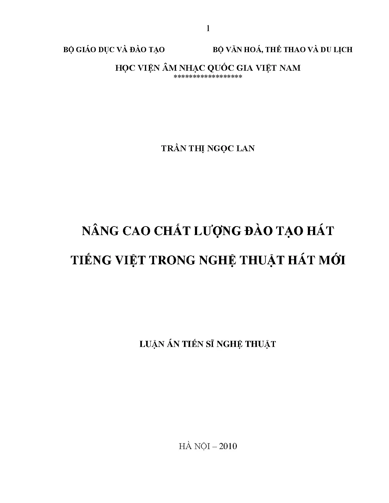 Nâng cao chất lượng đào tạo hát tiếng Việt trong nghệ thuật hát mới