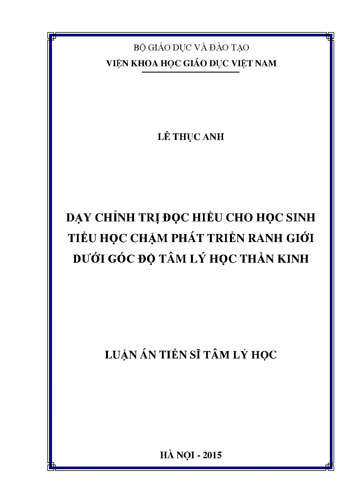 Dạy chỉnh trị đọc hiểu HS tiểu học chậm phát triển ranh giới