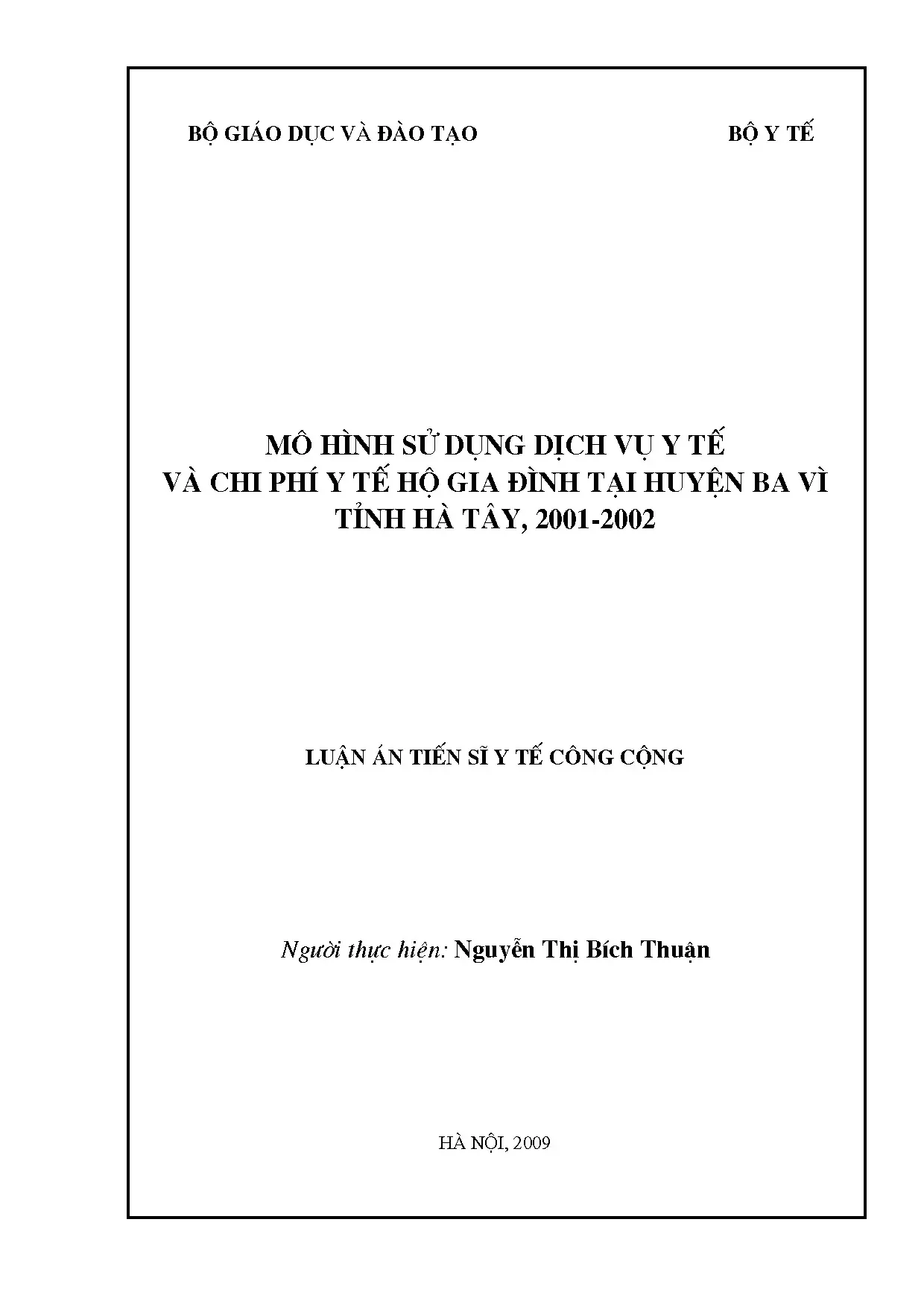Sử dụng dịch vụ & chi phí y tế hộ gia đình Ba Vì 2001-2002