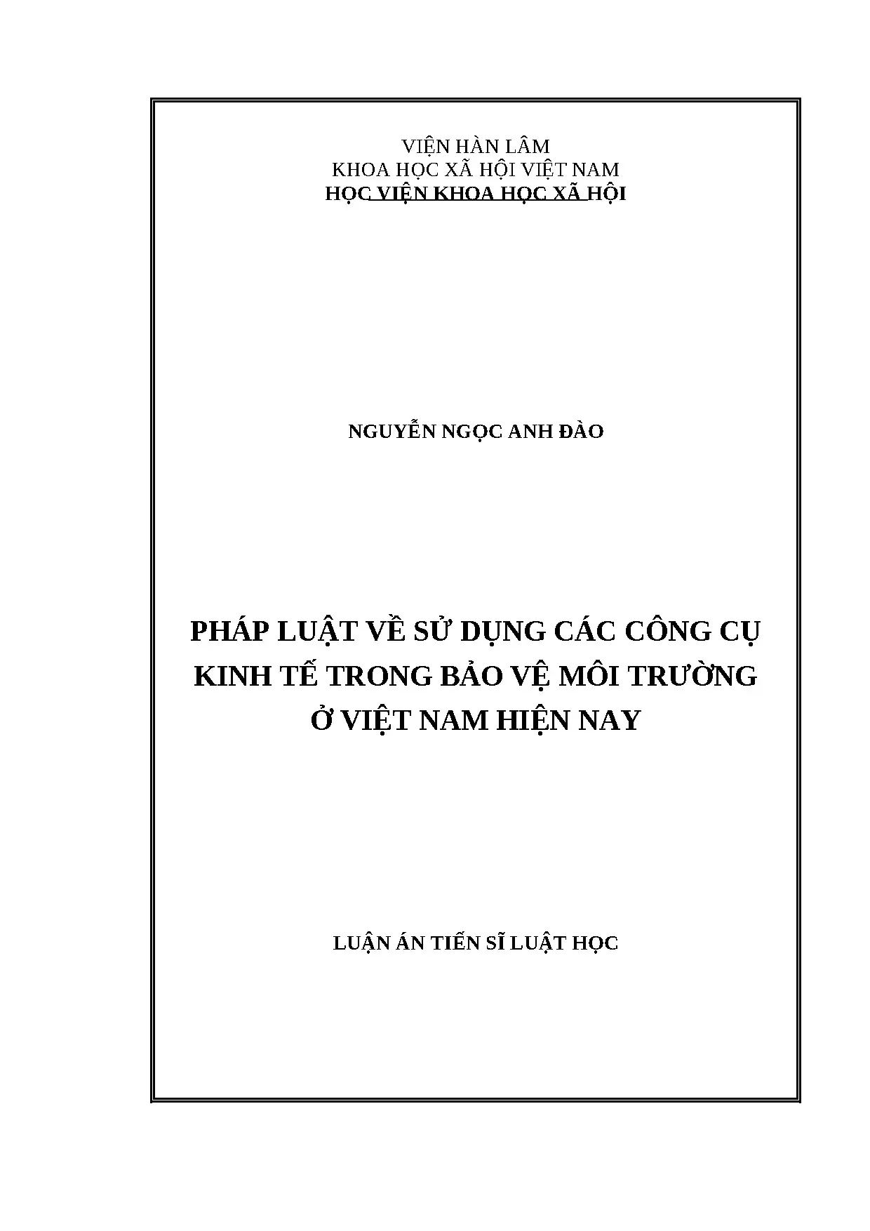 Pháp luật sử dụng công cụ kinh tế bảo vệ môi trường Việt Nam
