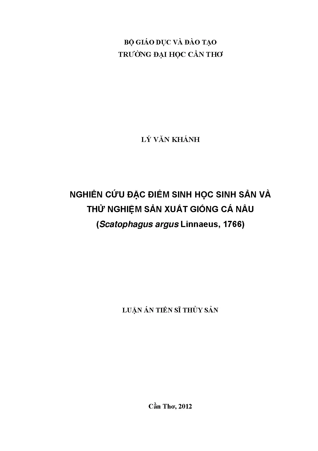 Đặc điểm sinh sản và sản xuất giống cá nâu Scatophagus argus