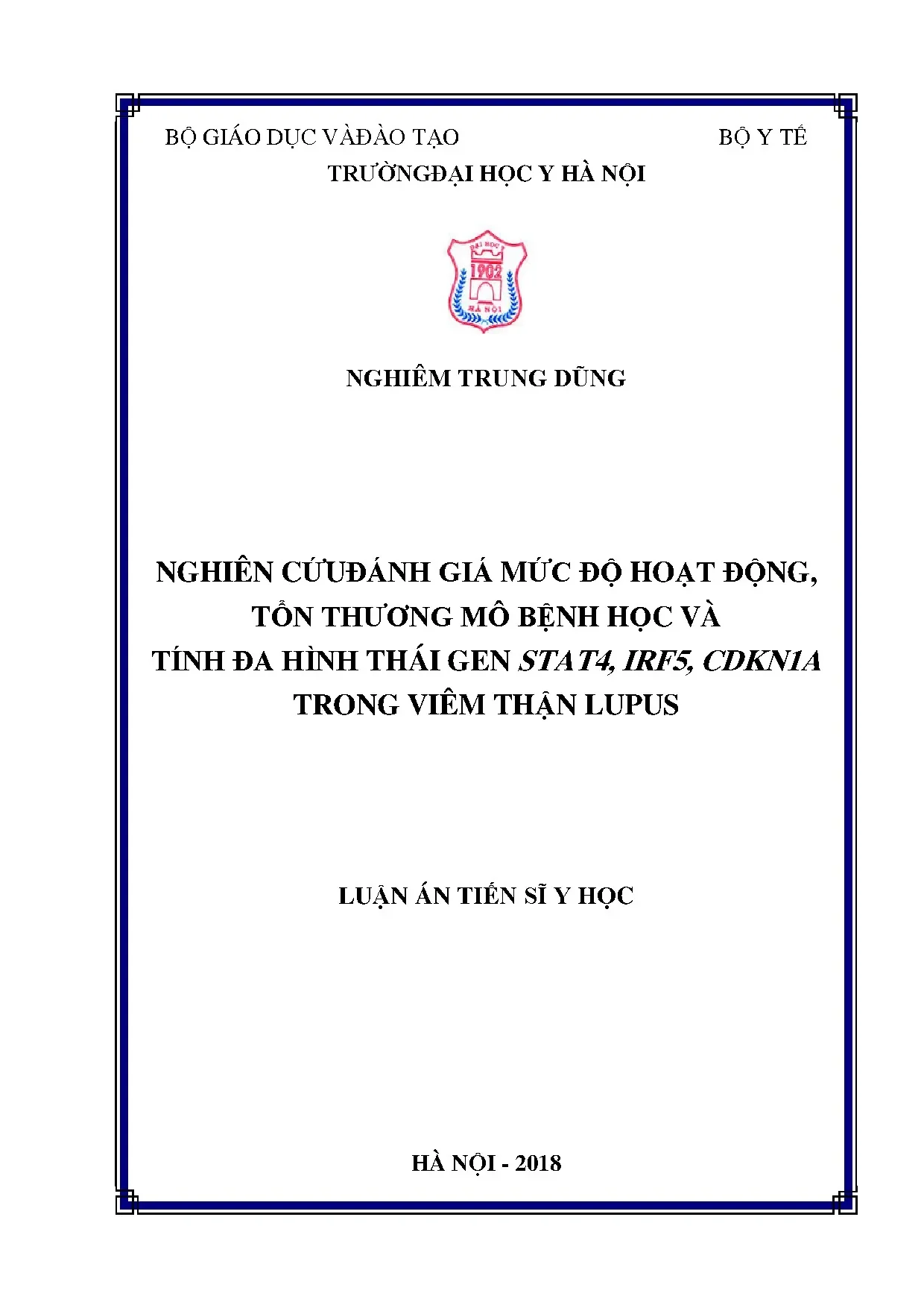 Nghiên cứu viêm thận lupus: Hoạt động, mô bệnh học & gen STAT4 IRF5