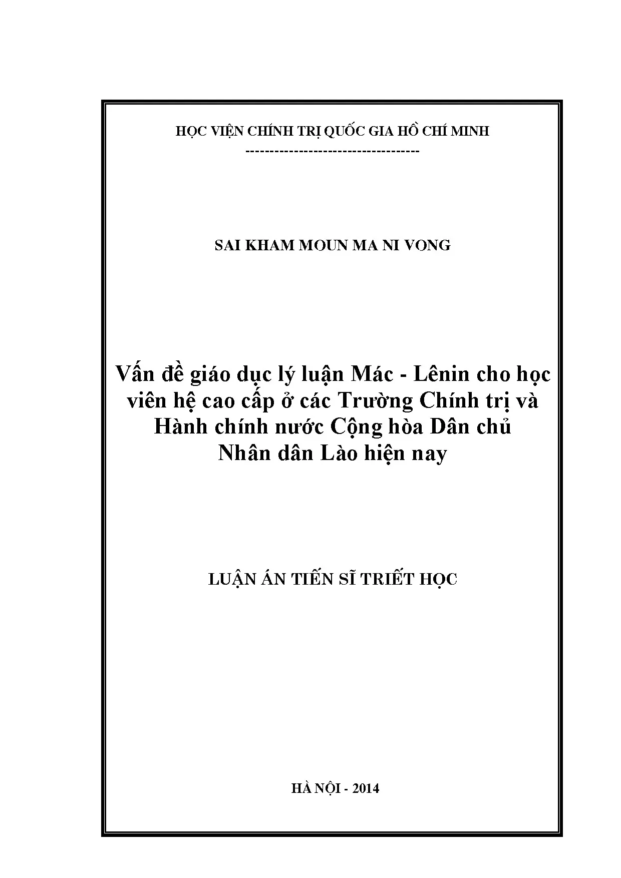 Giáo dục lý luận Mác-Lênin cho học viên cao cấp Lào