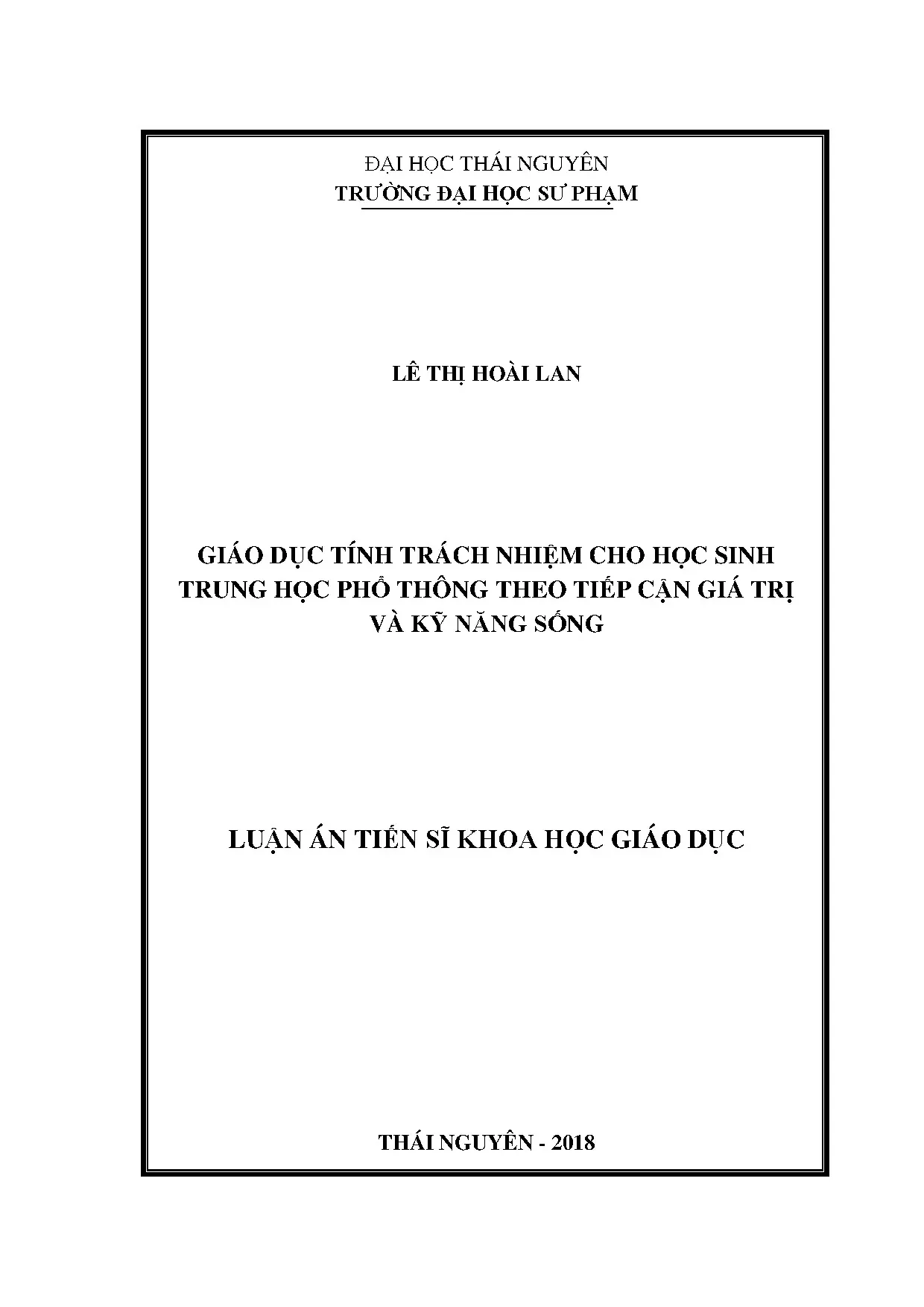 Giáo dục tính trách nhiệm cho học sinh trung học phổ thông t
