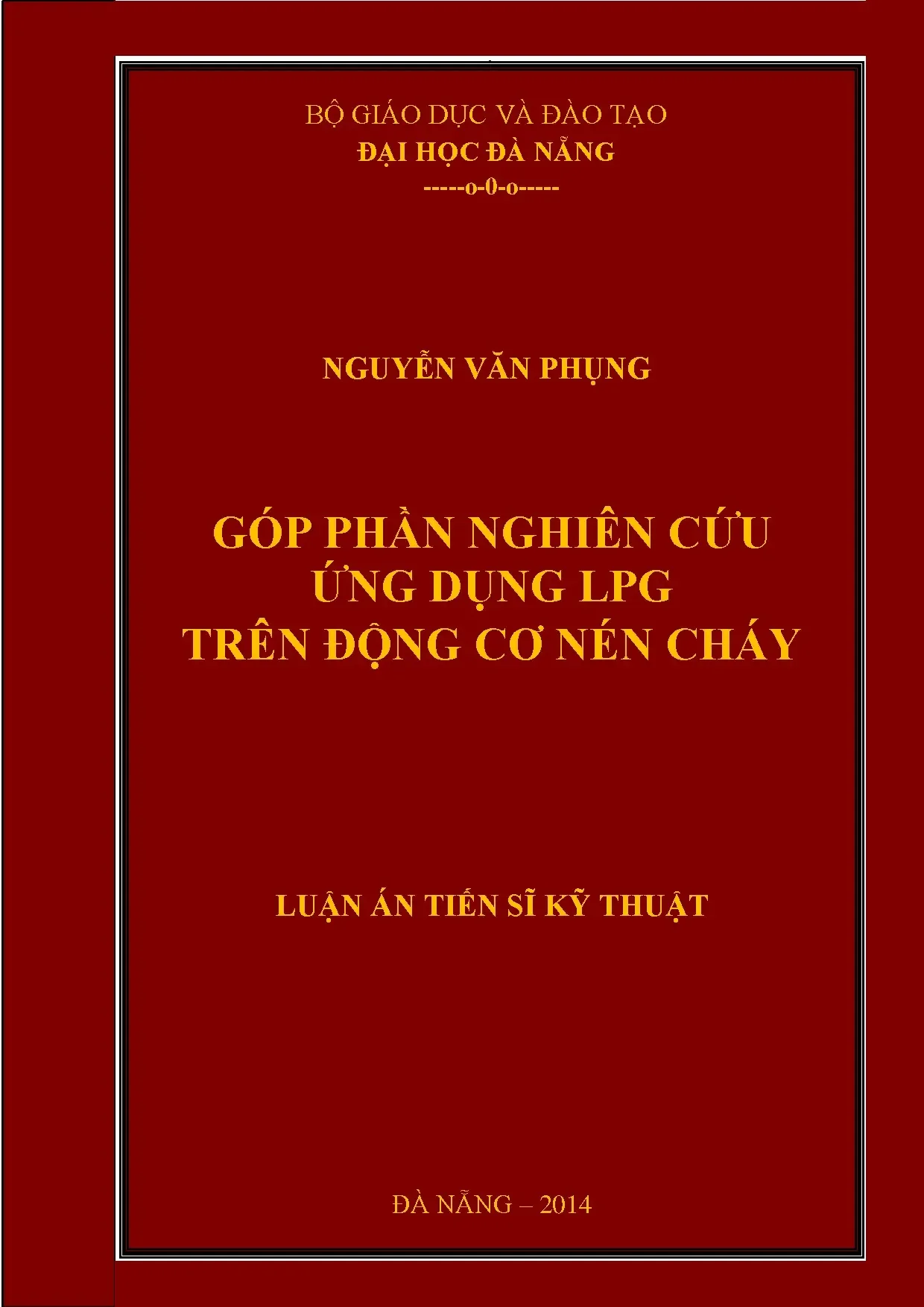 Nghiên cứu ứng dụng LPG trên động cơ nén cháy: Luận án tiến sĩ