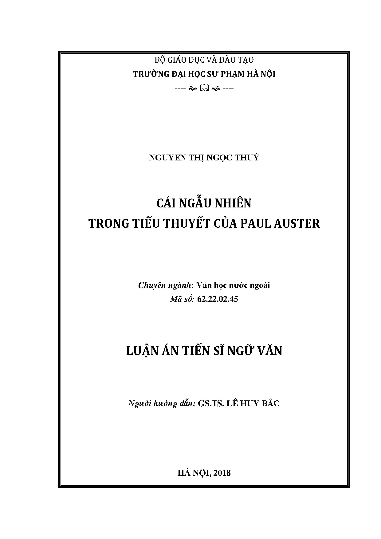 Nghiên cứu cái ngẫu nhiên trong tiểu thuyết của Paul Auster