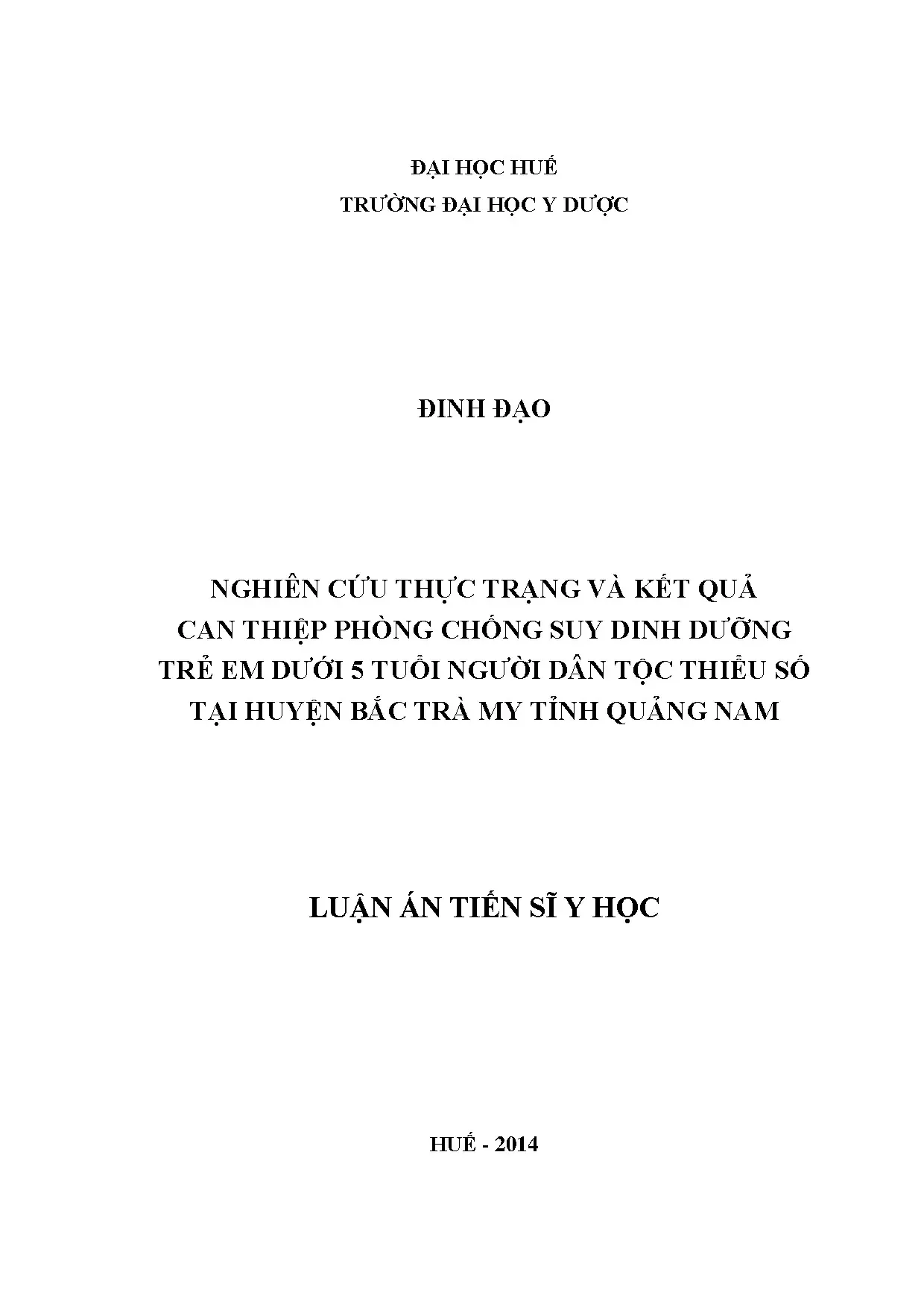 Can thiệp phòng chống suy dinh dưỡng trẻ em dân tộc Bắc Trà My
