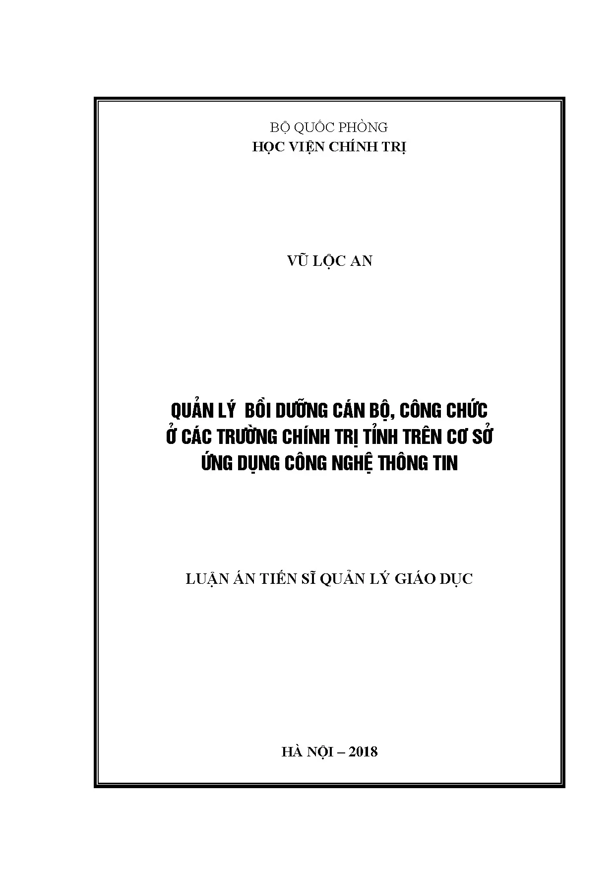 Quản lý bồi dưỡng cán bộ công chức trường chính trị ứng dụng CNTT