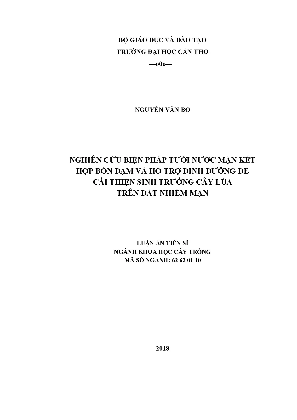 Cải thiện sinh trưởng lúa trên đất mặn: Tưới mặn, đạm, dinh dưỡng