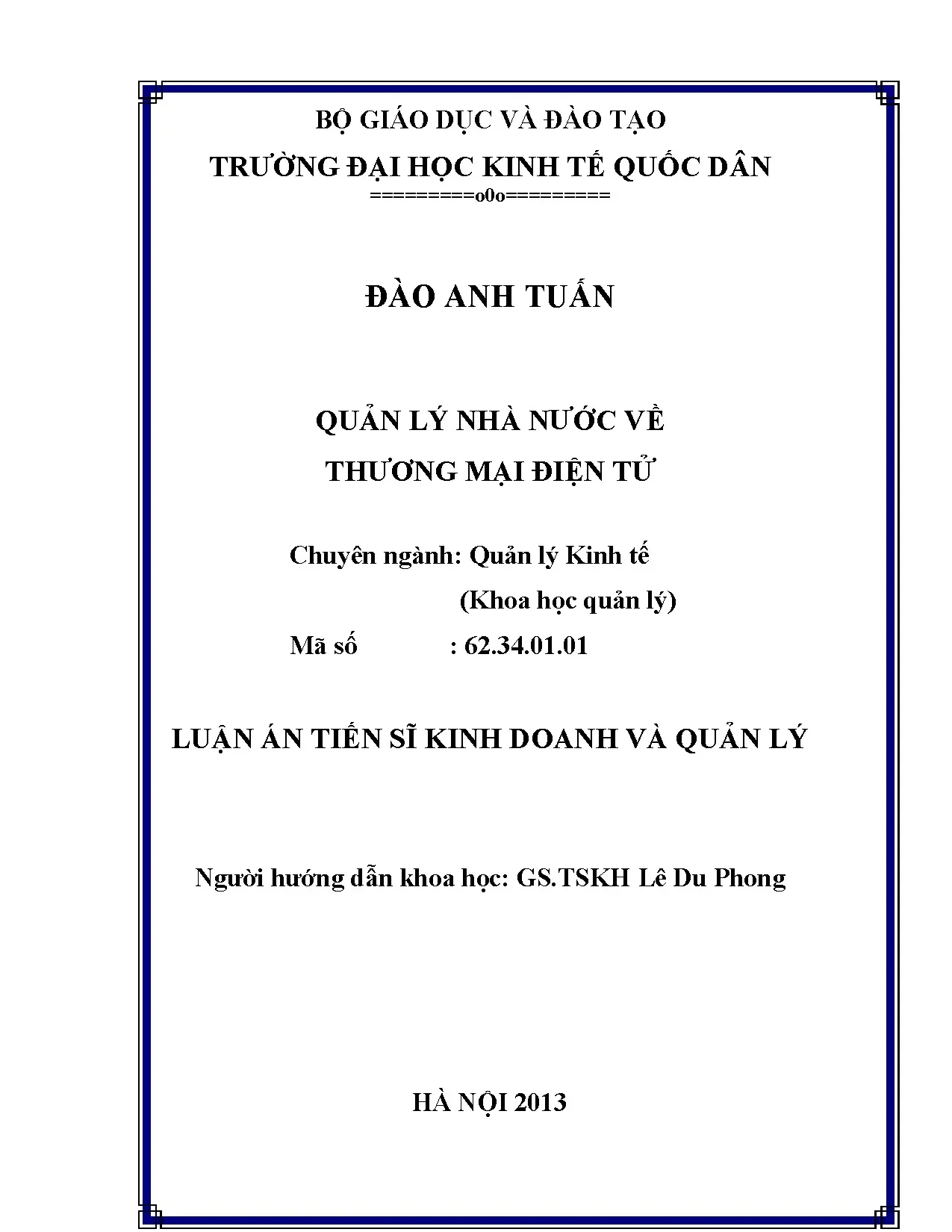 Hoàn thiện Quản lý Nhà nước về Thương mại Điện tử Việt Nam