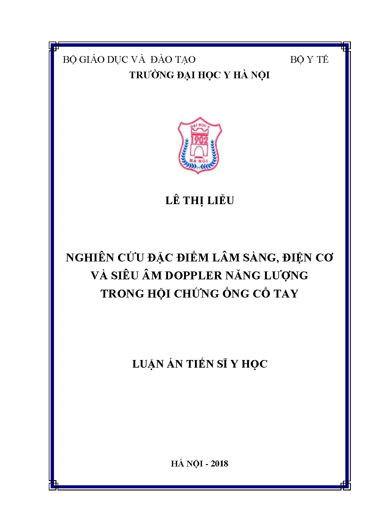 Lâm sàng, điện cơ, siêu âm Doppler hội chứng ống cổ tay