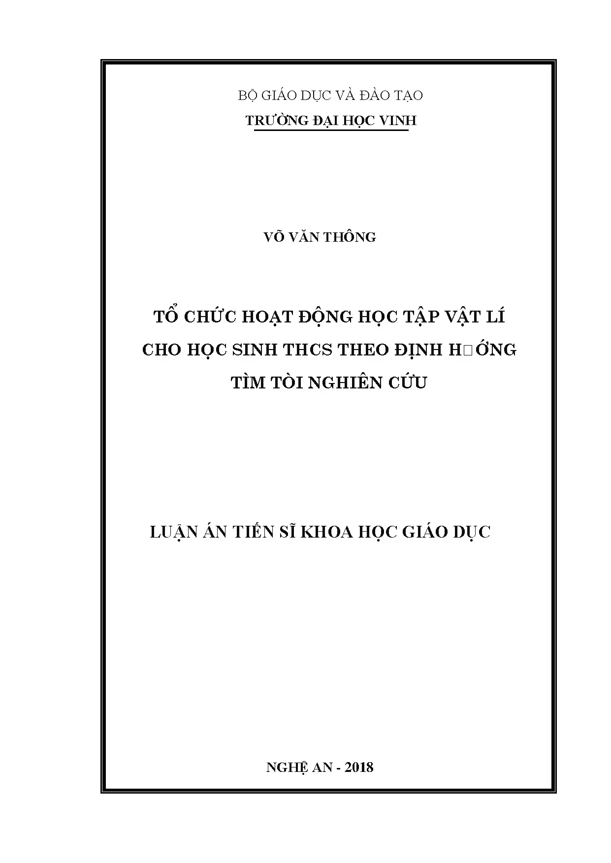 Tổ chức hoạt động học tập vật lí cho học sinh thcs theo định