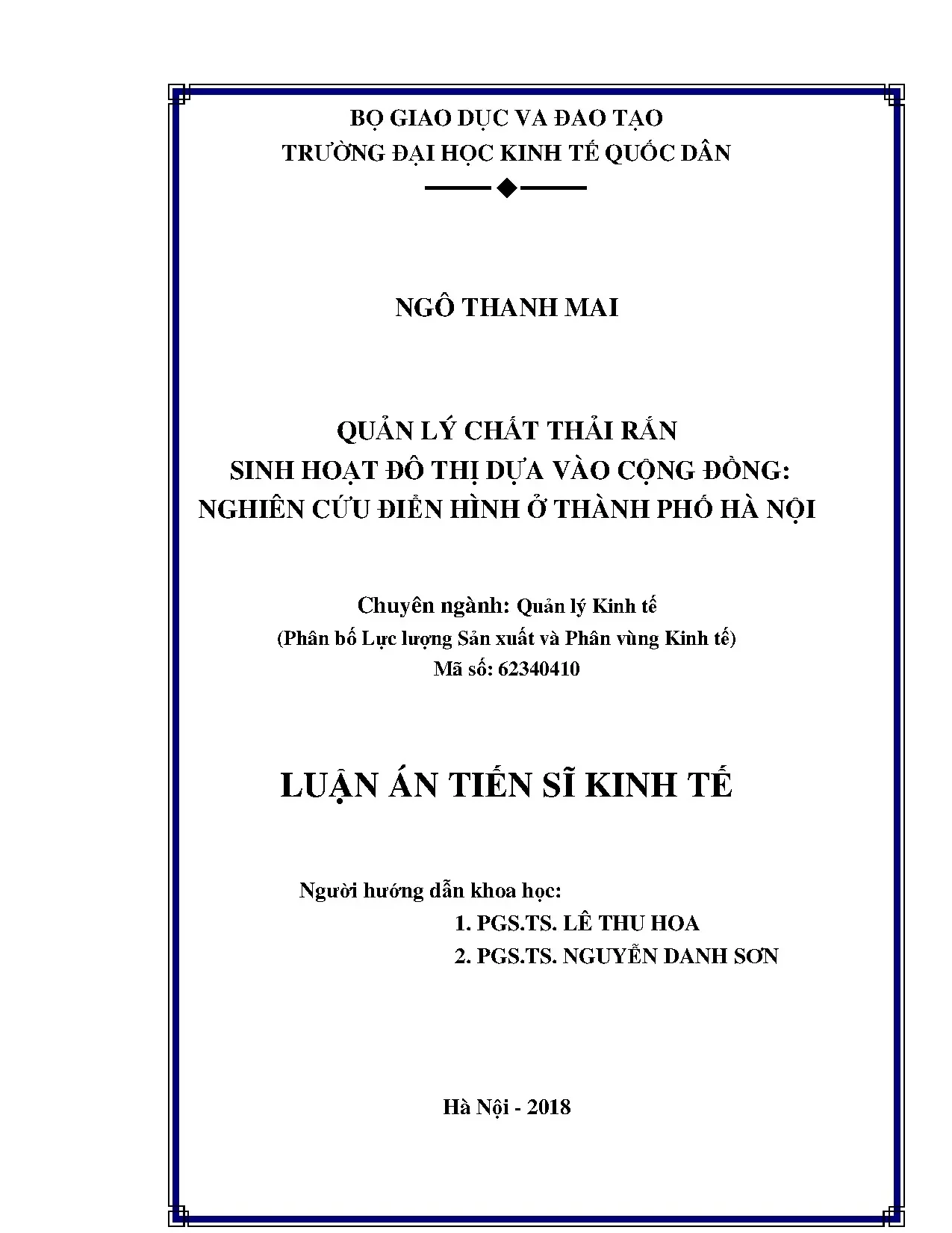 Quản lý chất thải rắn sinh hoạt đô thị dựa vào cộng đồng ngh