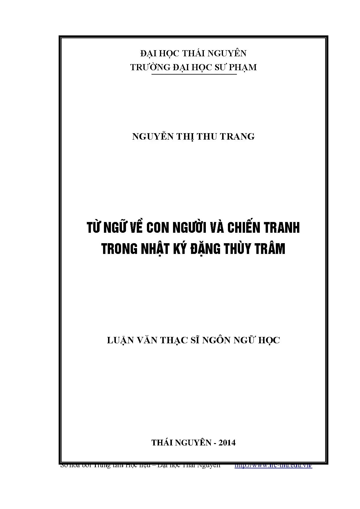 Từ ngữ về con người và chiến tranh trong nhật ký đặng thùy t