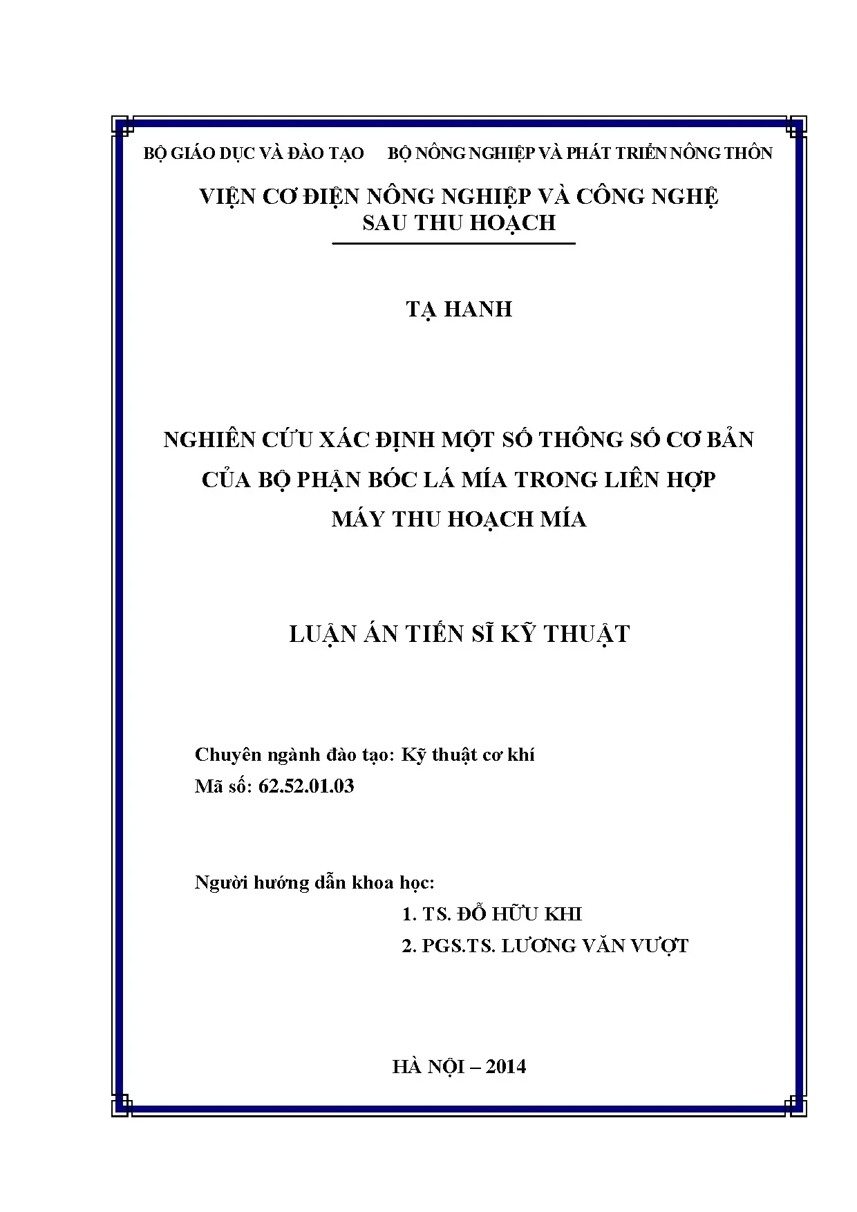 Nghiên cứu thông số cơ bản bộ phận bóc lá mía máy thu hoạch