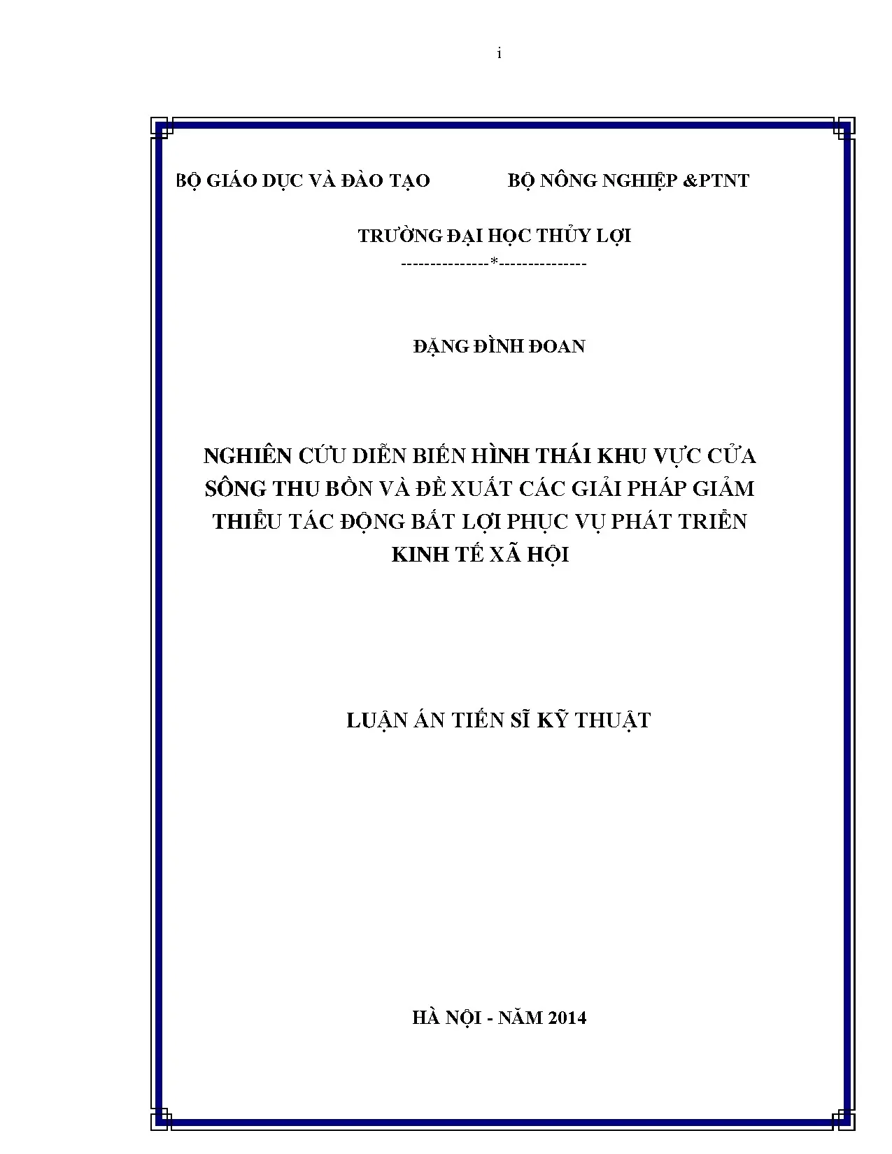 Nghiên cứu diễn biến hình thái cửa sông Thu Bồn, đề xuất giải pháp