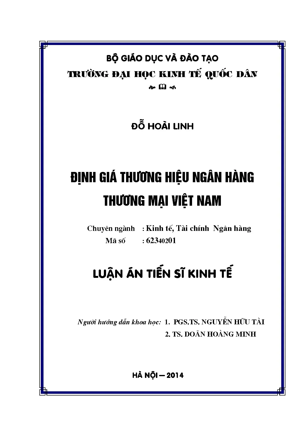 Mô hình định giá thương hiệu ngân hàng thương mại Việt Nam